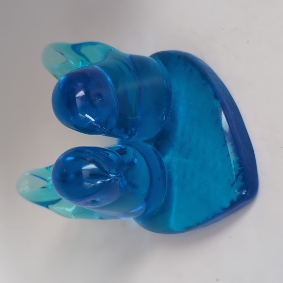 Large Leo Ward 1991 Signed Double Bluebird Blue Birds Happiness Glass Figurine - Picture 10 of 16